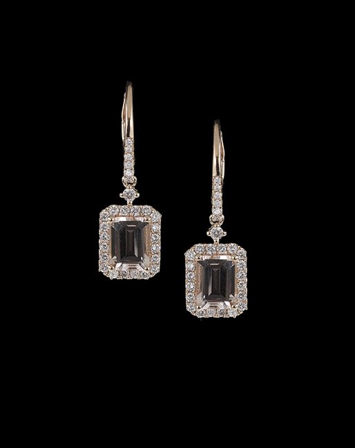 Pair of 14 Kt. Gold, Morganite & Diamond Earrings (1 of 1)