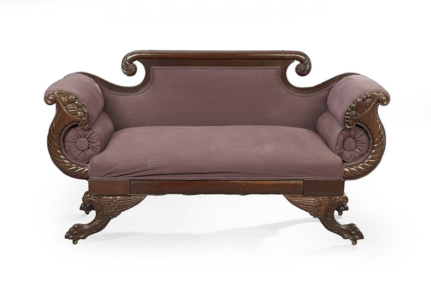 American Late Classical Revival Mahogany Settee (1 of 2)