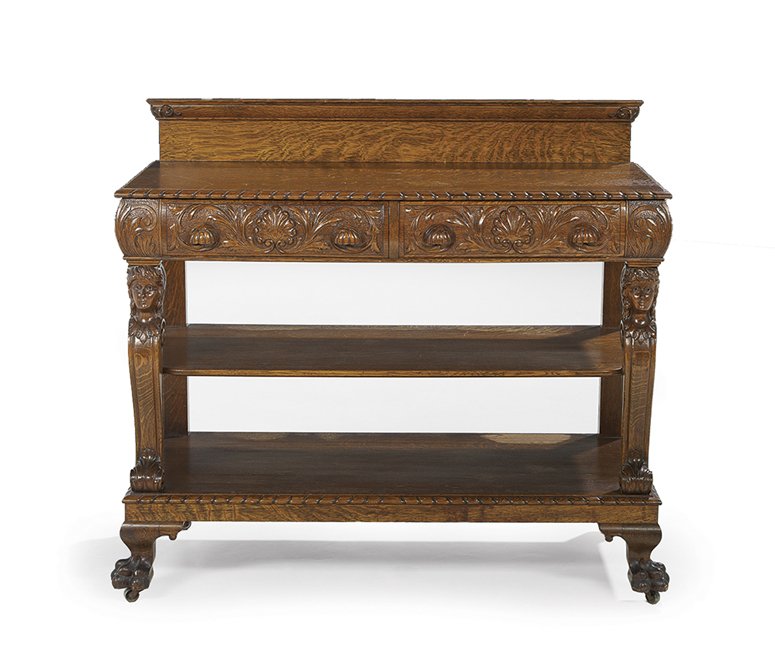 American Late Victorian Quarter-Sawn Oak Server (1 of 1)