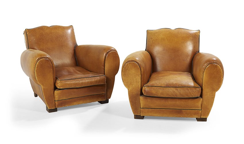 Pair of Art Deco Leather Pub Armchairs (1 of 1)