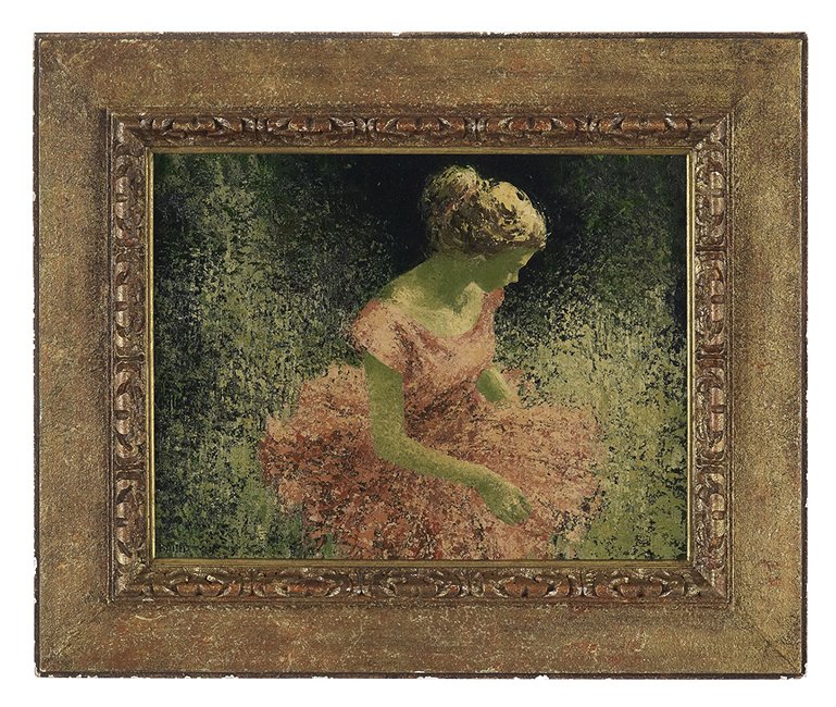 Warner E. Baird (US/California, 20th Century): Warner E. Baird (American/California, 20th Century), "Ballerina in a Field", oil on board, signed lower left, 20-1/2" x 26". Framed.