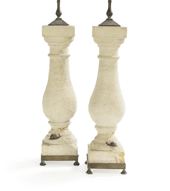 Pair of Faux Cast Stone Baluster-Form Lamps (1 of 1)
