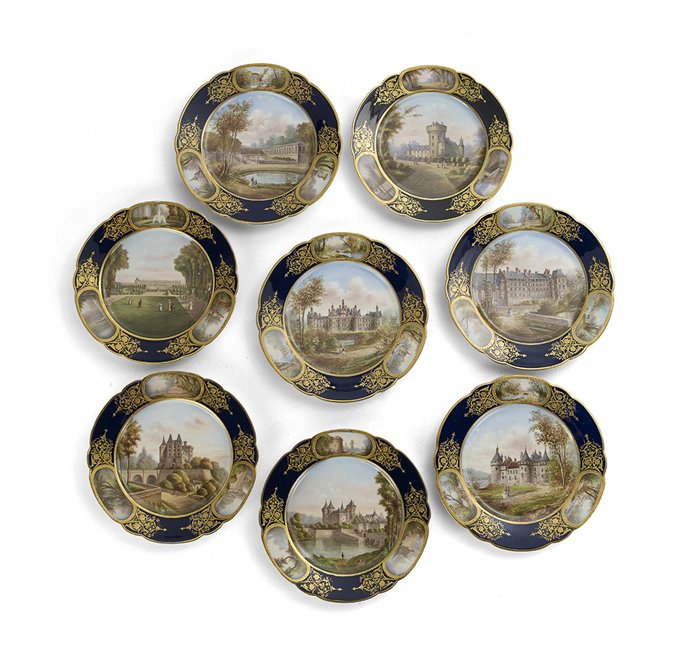 Eight French Porcelain Topographical Plates (1 of 1)