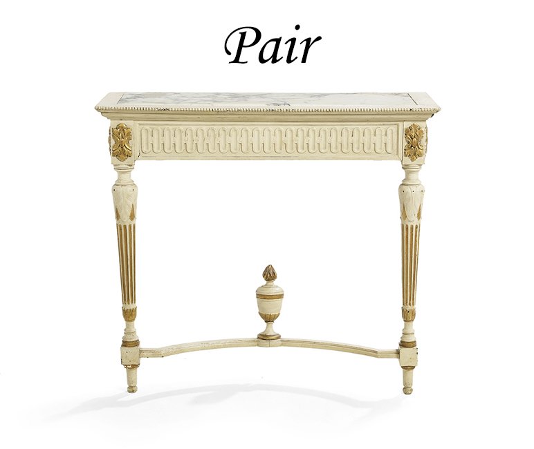 Pair of Louis XVI-Style Marble-Top Console Tables (1 of 1)