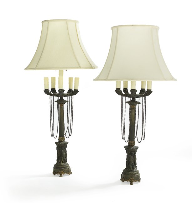 Pair of French Restauration Bronze Candelabra (1 of 2)