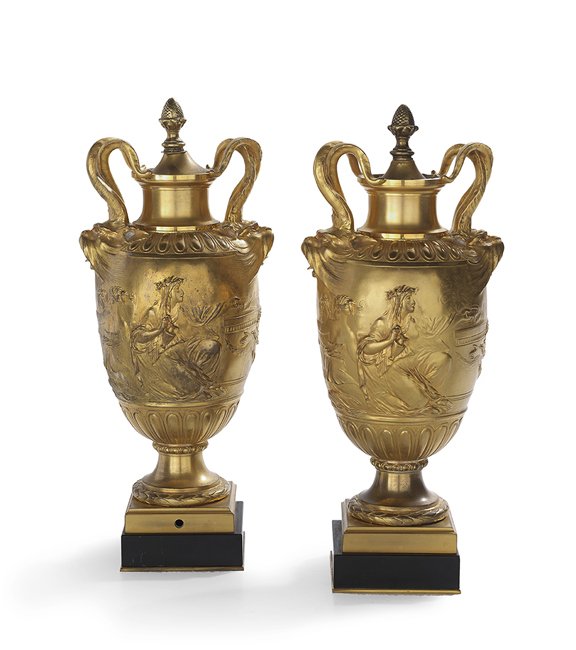 Pair of Barbedienne Gilt-Bronze Garniture Urns (1 of 2)