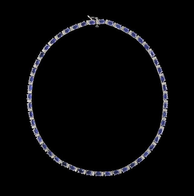 14 Kt. White Gold, Sapphire and Diamond Necklace (1 of 1)