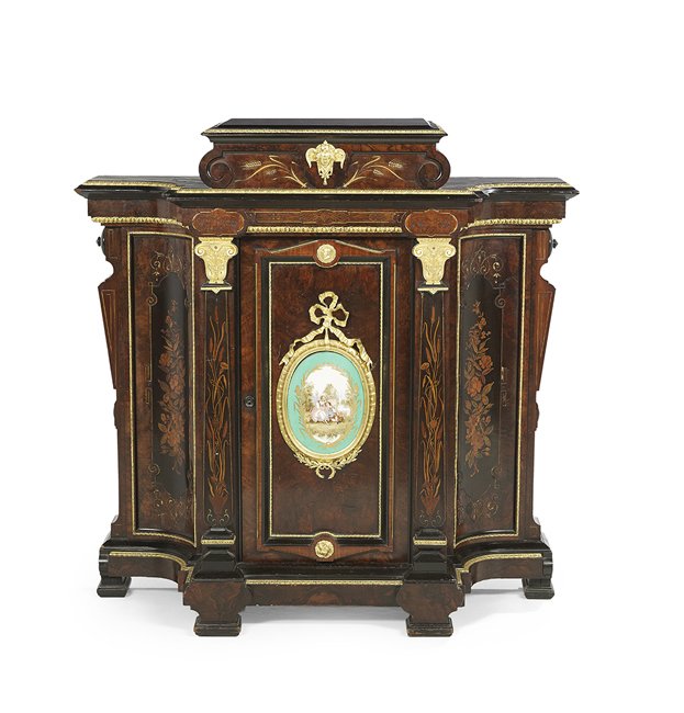 American Neo-Grec Burl Walnut Cabinet (1 of 3)