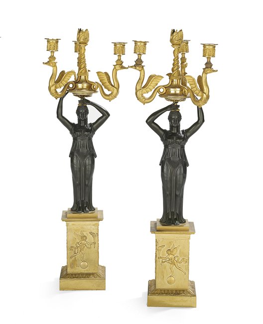 Pair of First Empire-Style Bronze Candelabra (1 of 1)