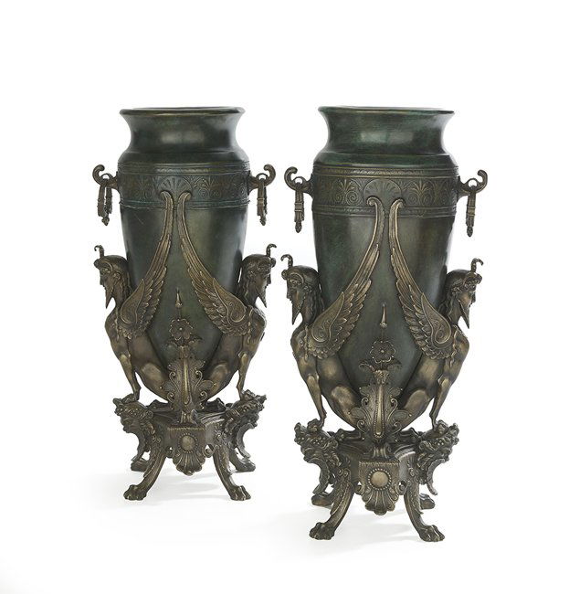 Pair of Large Bronze Amphora-Form Vases (1 of 2)