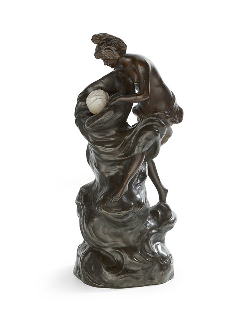 Art Nouveau Bronze Lamp "Nymph in a Circlet" (1 of 2)