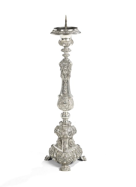 Continental Silvered Brass Altar Stick (1 of 1)