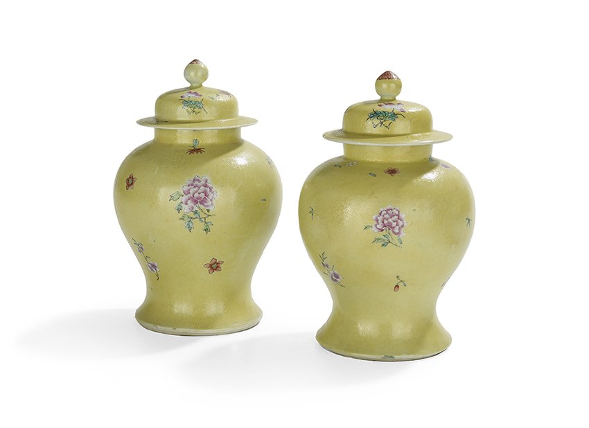 Pair of Chinese Export Famille Rose Ginger Jars (1 of 2)