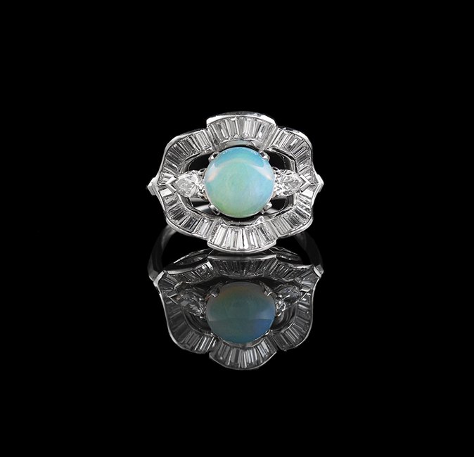 Platinum, Opal and Diamond Ring (1 of 1)