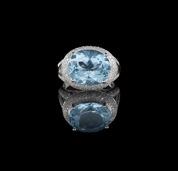 14 Kt. White Gold, Topaz and Diamond Ring (1 of 1)