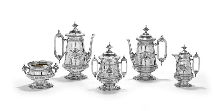 American Sterling Silver "Medallion" Tea Set (1 of 1)