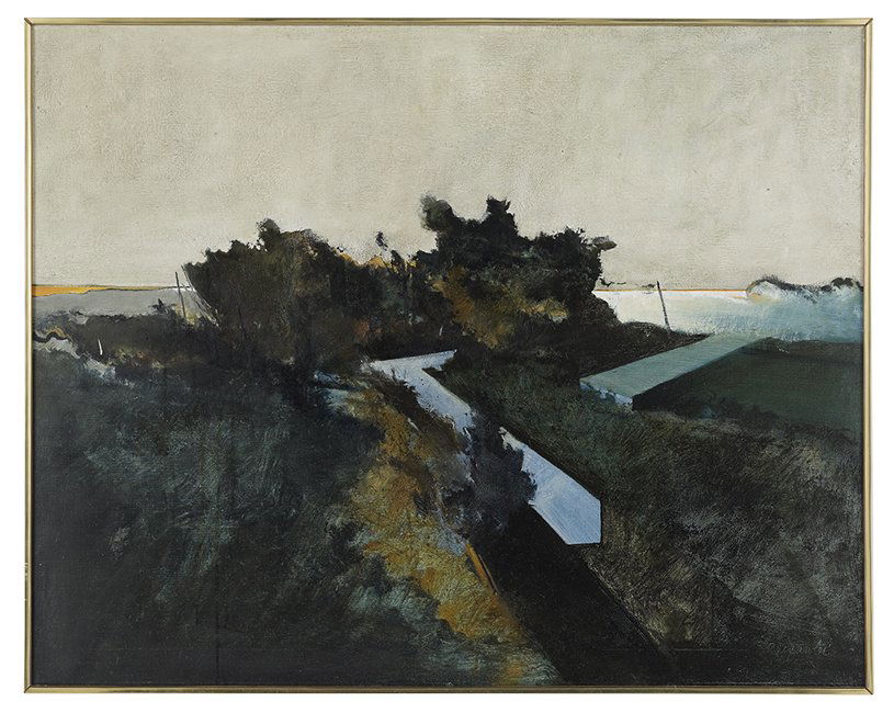 John Alexander (American/Texas, b. 1945): John Alexander (American/Texas, b. 1945), "Untitled", 1972, oil on canvas, signed lower right, signed and dated en verso with "Meredith Long & Company, Houston, Texas" gallery label, 40" x 50". Prese