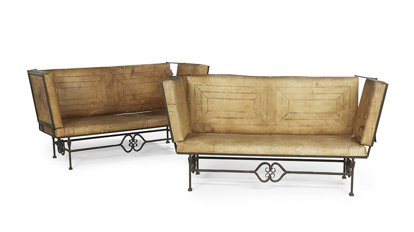 Pair of Art Deco Iron and Leather Settees (1 of 4)