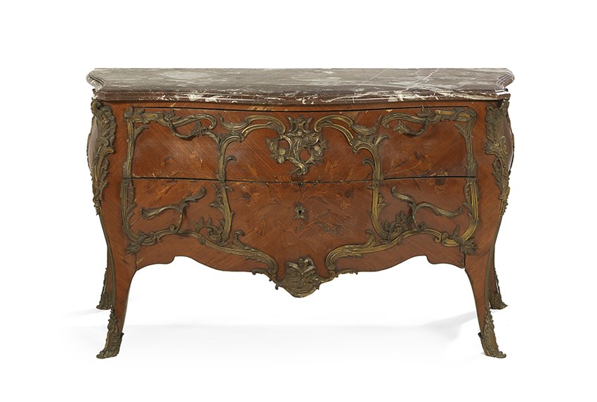 Regence-Style Kingwood and Marble-Top Commode (1 of 1)
