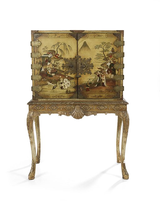 George II-Style Polychrome Cabinet-on-Stand (1 of 1)