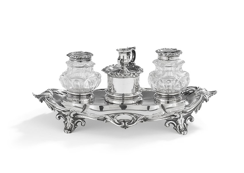 Early Victorian Sterling Silver Inkstand (1 of 1)