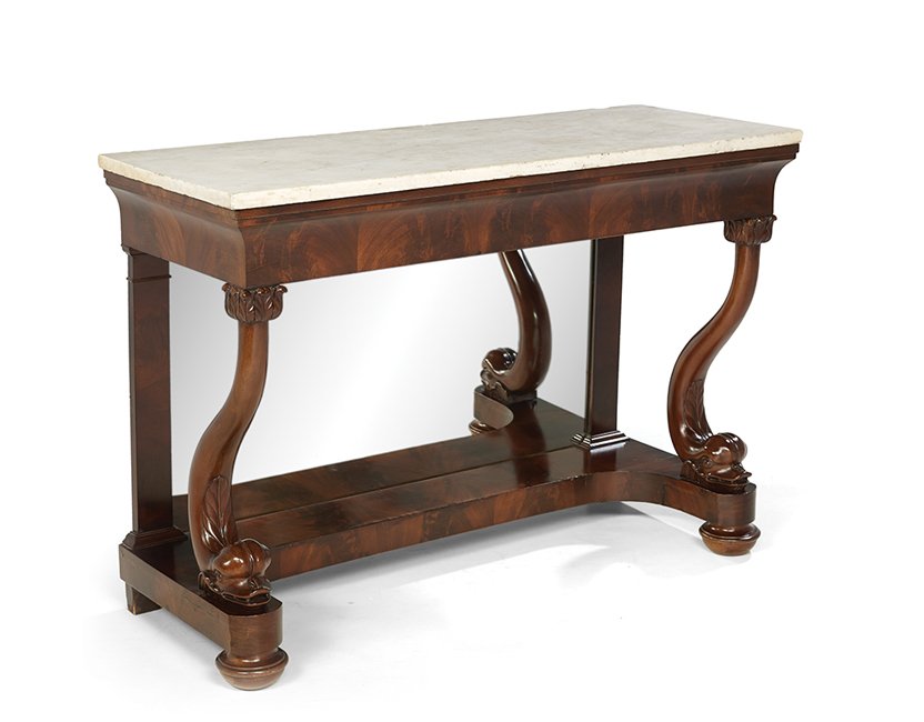 Louis-Philippe Mahogany and Marble-Top Pier Table (1 of 3)