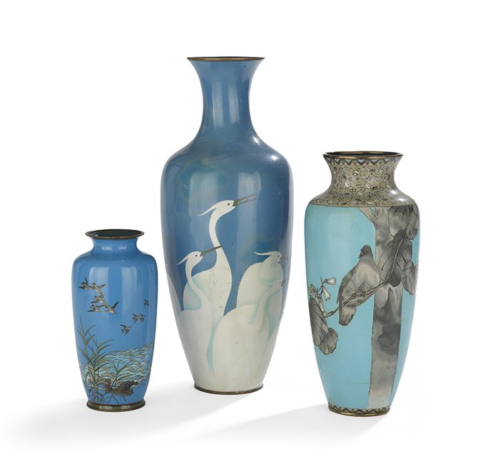 Group of Three Large Japanese Cloisonne Vases (1 of 1)