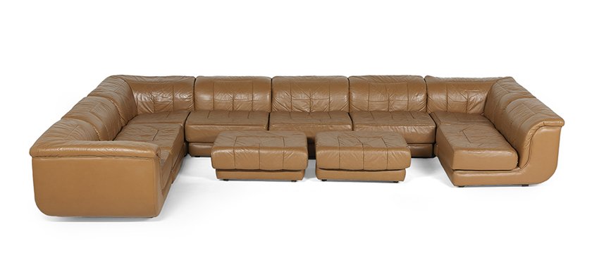 Ten-Piece Brown Leather Sectional Seating Group (1 of 1)