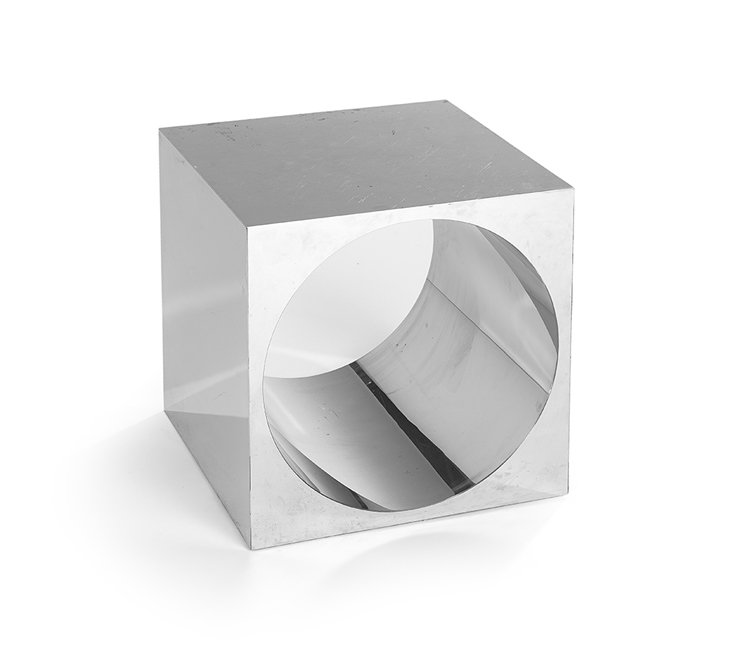Contemporary Chrome-Clad Sculptural Side Table (1 of 1)