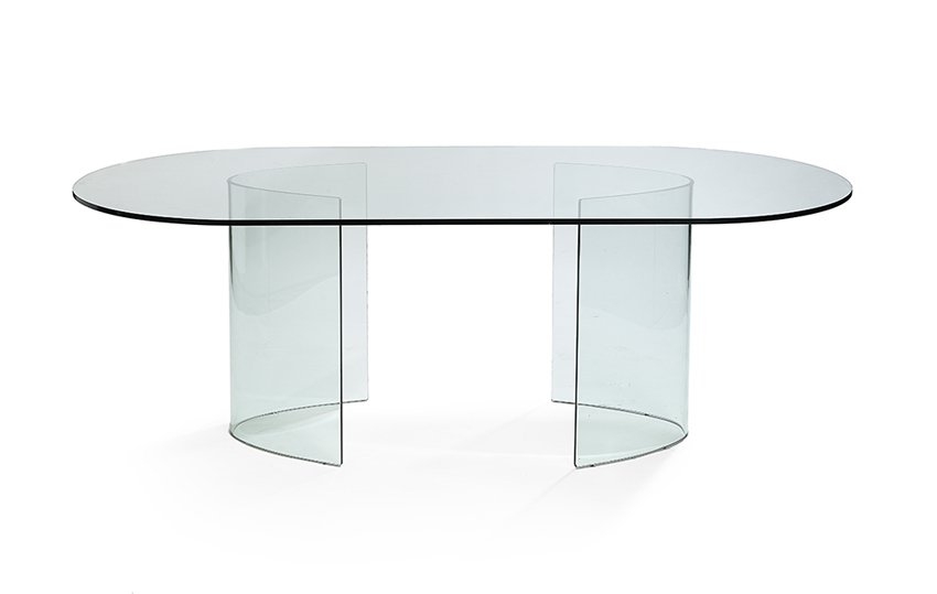 Contemporary Acrylic and Glass Oval Dining Table (1 of 1)