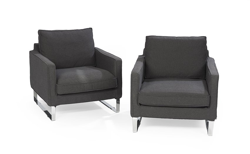 Pair of Chromed Steel & Upholstered Armchairs (1 of 1)