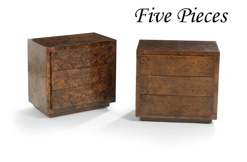 Five Mid-Century Modern Burlwood Cabinets (1 of 4)