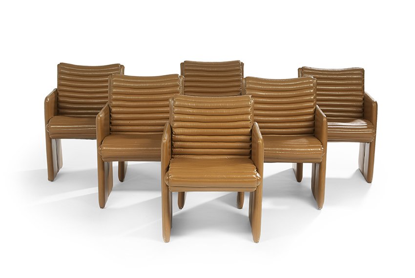 Suite of Six Modern Upholstered Leather Armchairs (1 of 2)