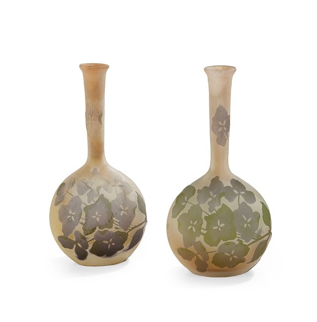 Unusual Pair of Emile Galle Cameo Glass Vases (1 of 2)