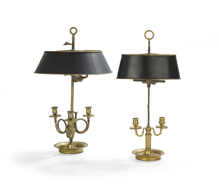 Two French Bronze and Tole Bouillotte Lamps (1 of 1)