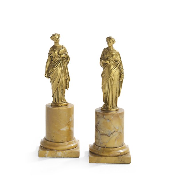 Pair of French Bronze & Marble Figures of Muses (1 of 2)