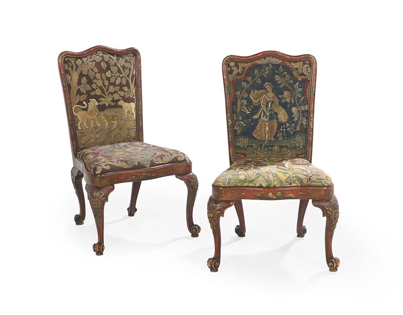 Pair of George III Polychrome Sidechairs (1 of 3)