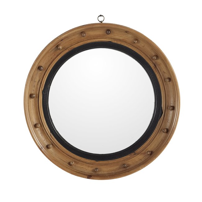 English Regency Stripped Pine Convex Mirror (1 of 1)