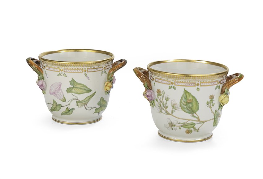 Pair of "Flora Danica" Porcelain Bottle Coolers (1 of 2)