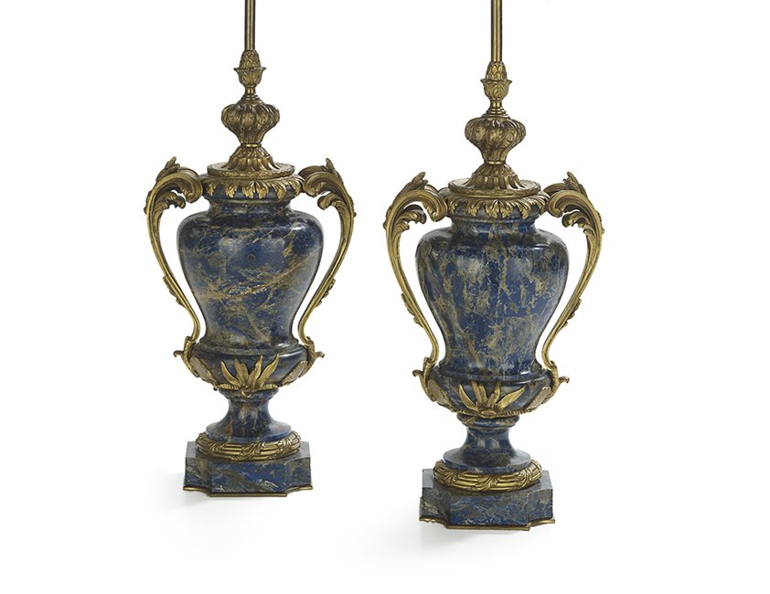 Pair of French Lapis Lazuli and Gilt-Bronze Lamps (1 of 2)