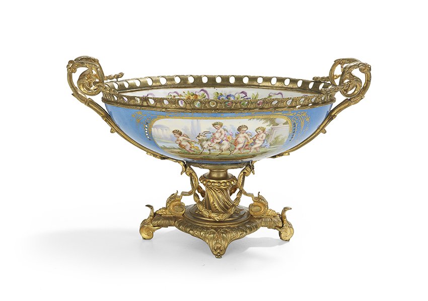 French Gilt-Bronze and Porcelain Centerpiece (1 of 2)