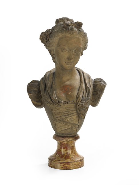French Painted Terracotta Bust of a Woman (1 of 2)