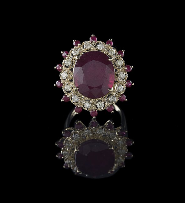 14 Kt. Yellow Gold, Ruby and Diamond Ring (1 of 1)