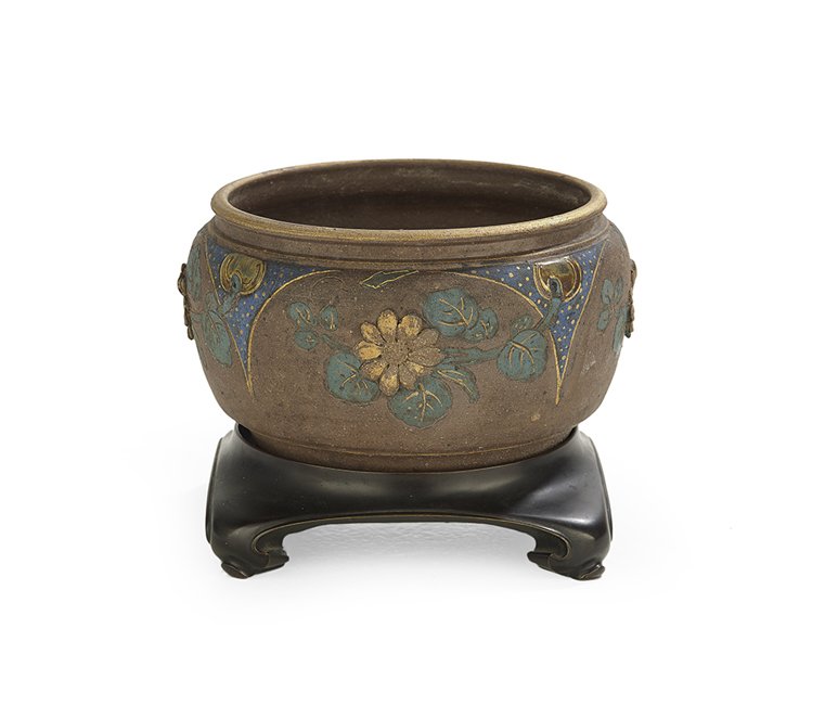 Rare Stoneware and Bronze Japonesque Jardiniere (1 of 8)