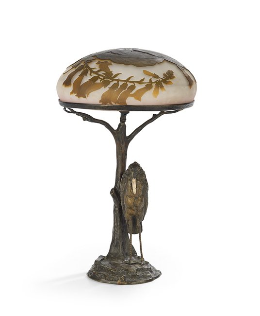 Galle Cameo Glass and Bronze Lamp (1 of 7)