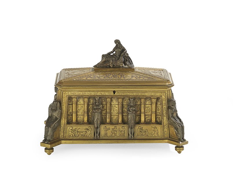 French Egyptian Revival Gilt-Metal Jewel Cabinet (1 of 10)