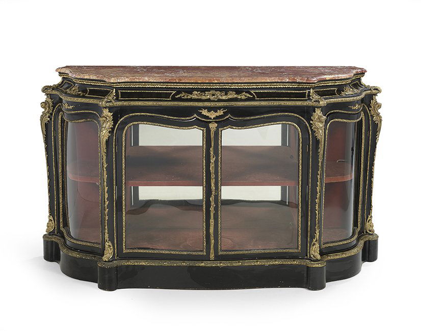 Napoleon III Ebonized and Marble-Top Cabinet (1 of 2)