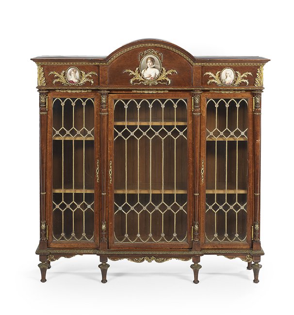 Unusual Continental Burlwood Cabinet (1 of 3)