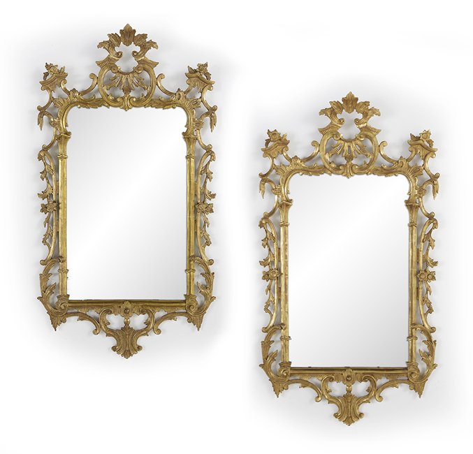 Pair of Chippendale-Style Giltwood Mirrors (1 of 1)