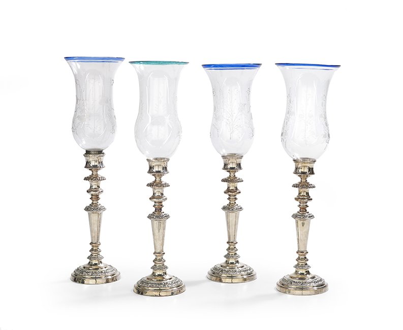 4 William IV Old Sheffield Plate Hurricane Lamps (1 of 1)